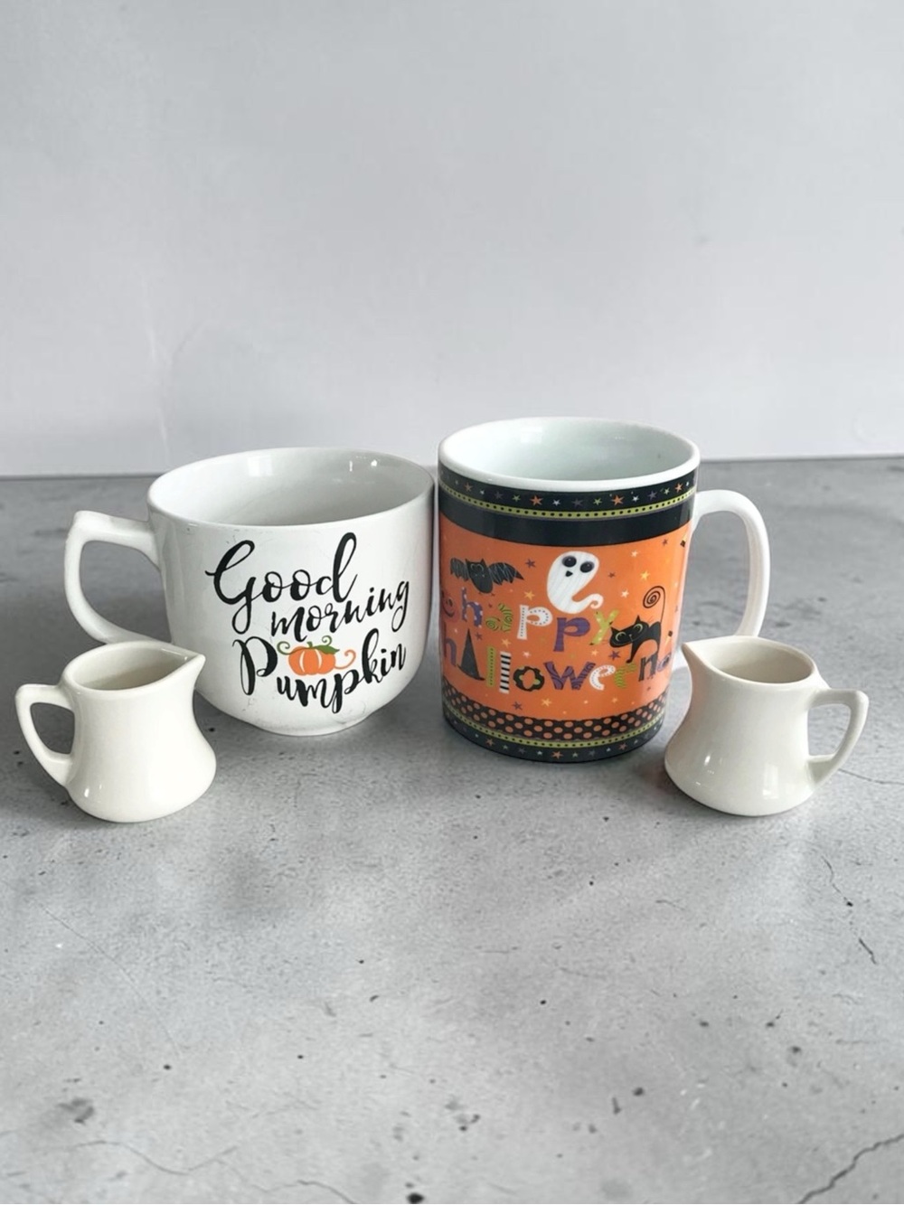 Oversized Brother Sister and Stoneware Coffee Mugs with Mini Servers